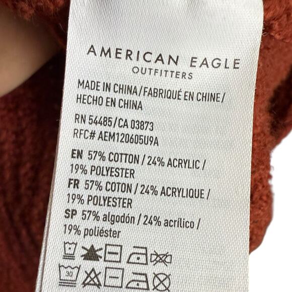 American Eagle oversized boxy button up v-neck rusty brick red sweater Size S - Picture 6 of 9